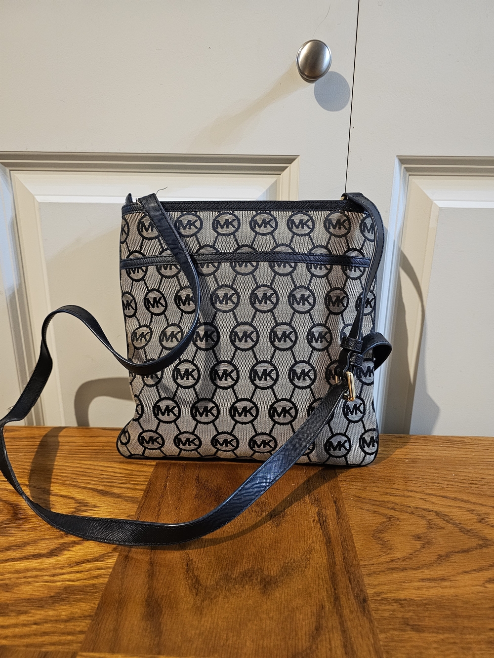 Michael Kors MK Logo Crossbody Bag in Beige and Black